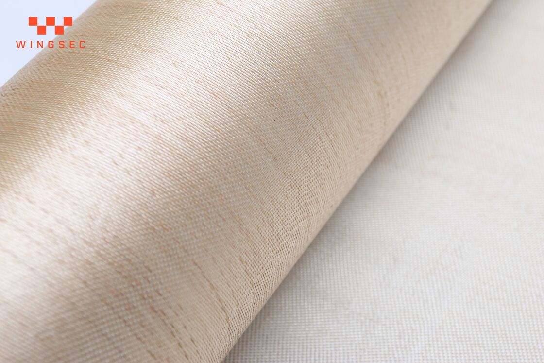 HT800 0,8 mm 830 g/mq Rotolo di tessuto per tende tagliafuoco in fibra di vetro con tessuto satinato dorato 40 pollici 550C Panno barriera resistente al fuoco